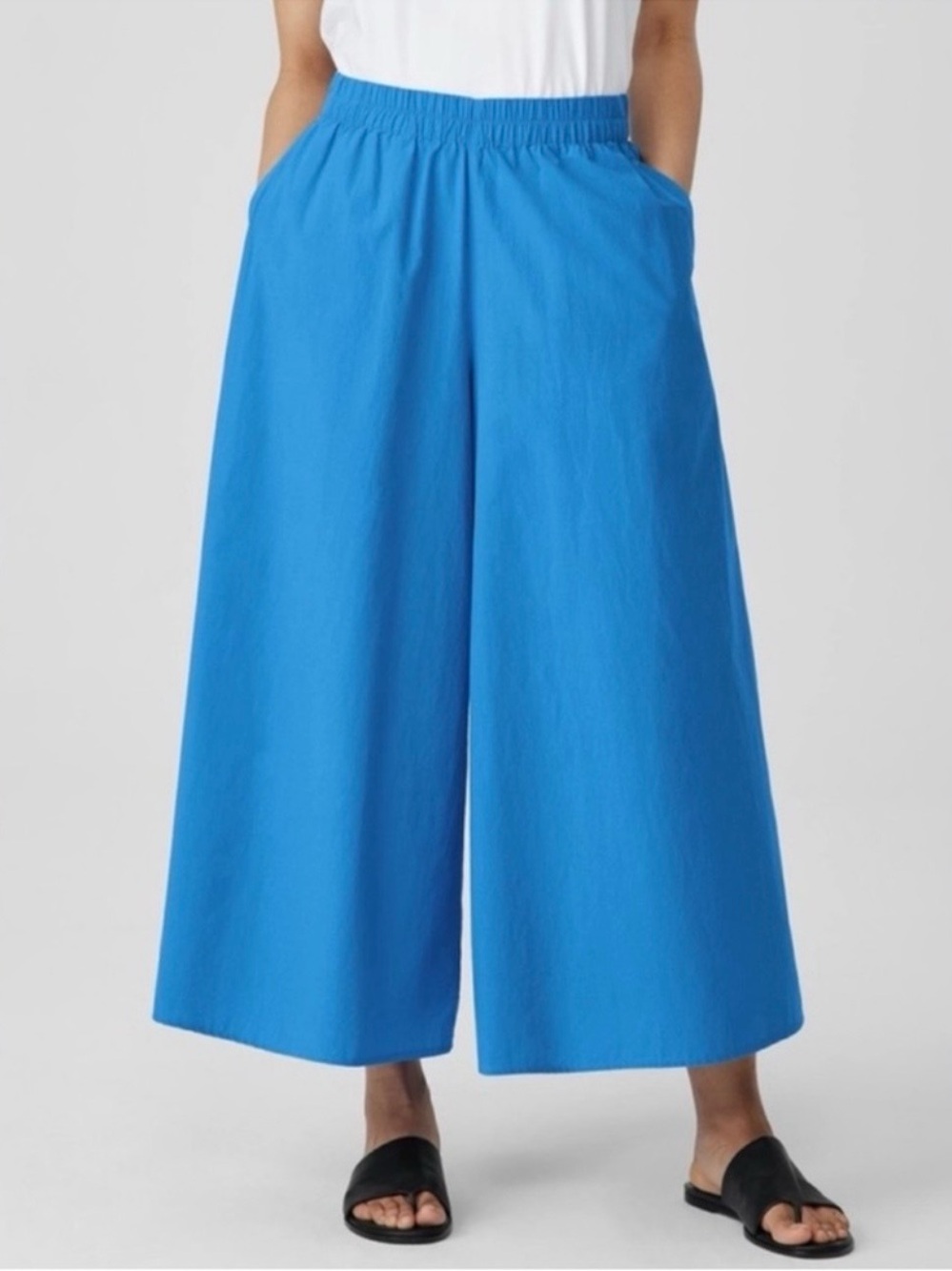Eileen Fisher Washed Organic Cotton Poplin Skirt Pant in Calypso Size M Wide Leg - Picture 2 of 12